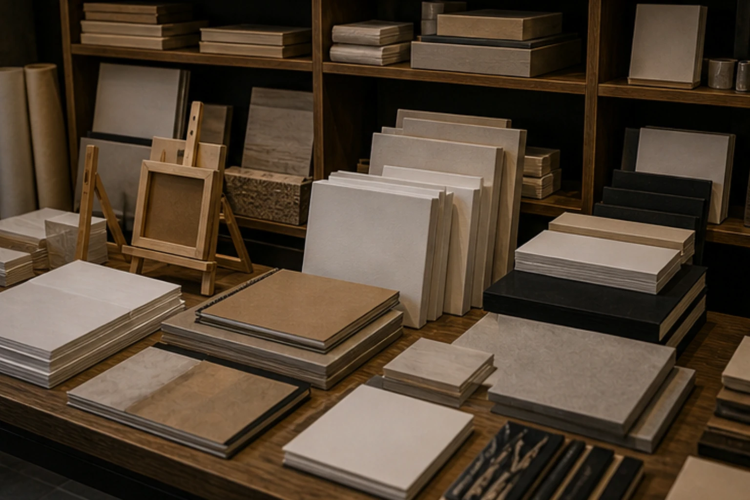 surface edit with papers canvases pads boards and calm studio organization