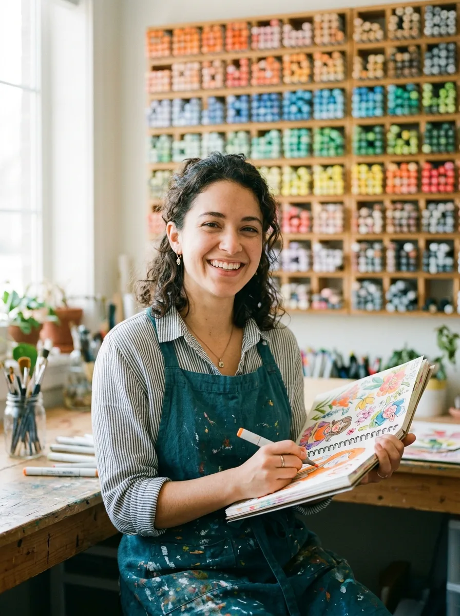 Inkar Tleuberdiyeva, marker-sketching instructor